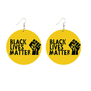Black Lives Matter Afro Drop <span class=keywords><strong>Pendientes</strong></span> para mujer Cabello natural Diseño de madera BLACK GIRL MAGIC Melanin Poppin Print Stock Fashion - Product Image 3