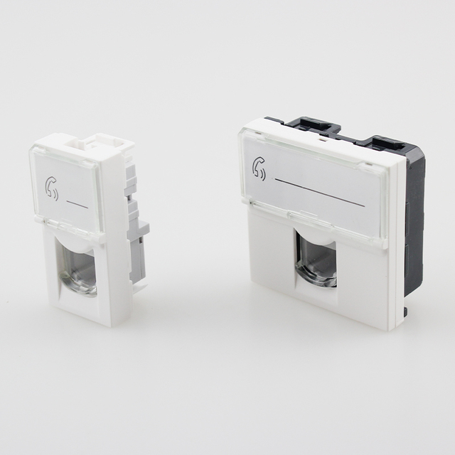 78731 Telephone socket Mosaic RJ11 CAT3 4contacts 2modules 45*45mm white French type toolless faceplate outlet keystone jack