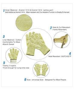 <span class=keywords><strong>Gant</strong></span> long à double couche résistant à la <span class=keywords><strong>chaleur</strong></span> et aux coupures en aramide, résistant aux flammes, pour <span class=keywords><strong>barbecue</strong></span>, four, travail industriel, sécurité des mains, 24 cm - Product Image 5