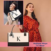 Sac fourre-tout pratique avec impression personnalisée des initiales, cadeau pour maman, professeur, sœur, à utiliser au quotidien avec des poches zippées