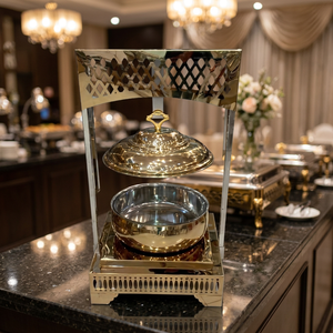 Services de vaisselle de luxe en acier inoxydable pour réchauds de buffet, idéaux pour mariages et maintien au chaud des aliments DCD-0011 - Product Image 3