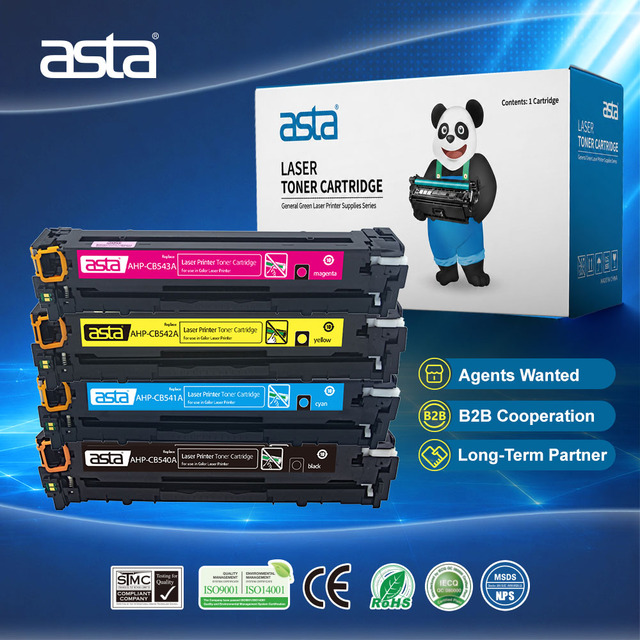 ASTA Wholesale CB540A CB541A CB542A CB543A 125 125A With Chip Universal Compatible Toner Cartridge for HP