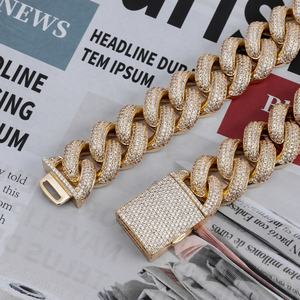 Cadena Cubana de Latón con Micro Pavé de Circonita Cúbica y Baño de Oro de 14K, Joyería de Moda Hip Hop - Product Image 2