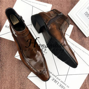 Botas de cuero formales de negocios para hombre, botines Chelsea de estilo británico con punta en pico, mocasines de cuero vacuno. - Product Image 6