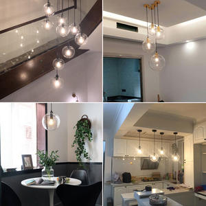 Suspension sphérique en verre à tête unique, style nordique moderne et minimaliste, pour bureau, restaurant, bar, salon de thé, éclairage créatif - Product Image 3