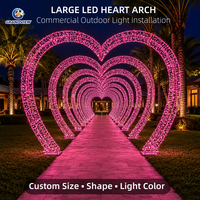 Arche lumineuse géante en forme de cœur à LED, résistante aux intempéries, pour mariage, fête, parc à thème, décoration festive commerciale