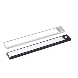 Ultra ince dolap ışığı s PIR hareket sensörü USB şarj edilebilir siyah alüminyum mutfak Led dolap altı ışığı dolap ışığı ev aydınlatma