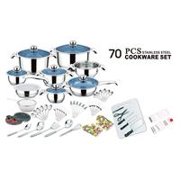 FLEY Ensemble complet d'ustensiles de cuisine en acier inoxydable 310 pièces, casseroles à soupe épaisses, spatule, cuillère, robuste et sûr pour toutes les plaques de cuisson, fournitures de cuisine africaine