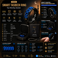 Cincin Tasbih Pintar ITasbeeh Salam Smart Zikr Ring Qibla Tasbih Counter dengan Kontrol Aplikasi, Alarm, Jam, Layar LED, dan Bahan Stainless Steel