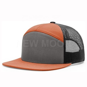 High Quality Premium Mesh Customizable Logo Embroidery <b>Printing</b> Solid Black Mens Unisex Cheap 5 Panel Trucker Snapback <b>Hat</b> - Product Image 2