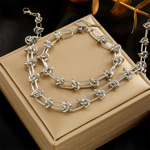 Hip Hop Punk Heavy Metal Thorn <b>Chain</b> Necklace Bracelet Stackable Daily Men’s Stainless Steel Jewelry Set - Product Image 2