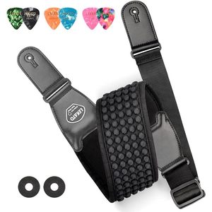 Correa de Guitarra Lekato de 3.5 Pulgadas de Ancho, Acolchada, de Neopreno y Cuero, para Guitarra Eléctrica y Bajo, Diseño Duradero - Product Image 1
