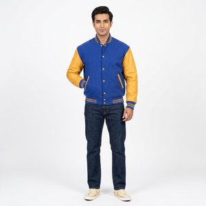College Baseball jacket for men Wholesale Custom Cotton Button up Jackets for Winter Plus Size Custom Baseball Varsity Jackets - Product Image 1