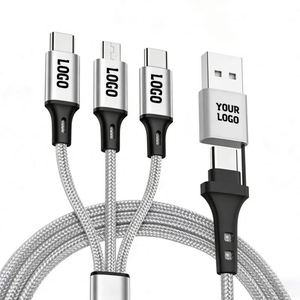 Cargador de Múltiples Teléfonos con Logotipo Personalizado, Carga Rápida, Cable USB PD 3 4 5 en 1 de Nailon Universal para Regalos Promocionales - Product Image 1