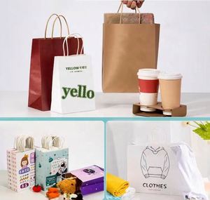 ถุงกระดาษคราฟท์สีขาว ดำ น้ำตาล สำหรับใส่กาแฟ อาหาร ของขวัญ ของชำ พร้อมหูหิ้ว  แบบรีไซเคิล - Product Image 1
