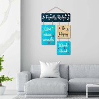 Règles de la famille Art mural décoratif cintre en bois pour salon chambre décor à la maison citations articles suspendus pour la décoration de la maison