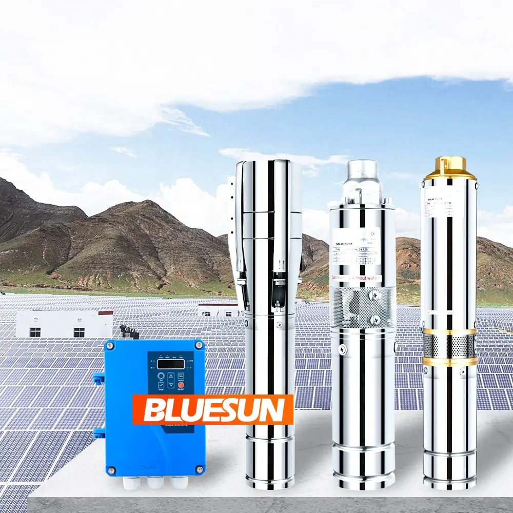 Bluesun-مضخة مياه شمسية, مضخة مياه تعمل بالطاقة الشمسية 125 فولت 110 وات تيار مستمر 1500 متر نظام مضخة مياه شمسية للري الزراعي