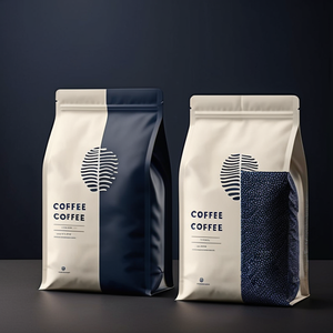 Sacs à café à fond plat imprimés sur mesure avec valve et fermeture éclair Emballage de grains de café Sacs à café imprimés avec valve 5 lb. - Product Image 6