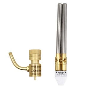 Antorcha de soldadura de doble tubo HT-2 con gas Mapp, punta de cuello de cisne de 1800°C, control de llama variable para soldadura y reparación - Product Image 5