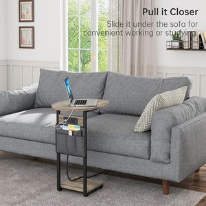 C a forma di tavolo con stazione di ricarica piccolo per divano vassoio <span class=keywords><strong>TV</strong></span> scivolo sotto divano tavolo con struttura in metallo per soggiorno camera da letto - Product Image 5