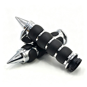 Puños de manillar de motocicleta de 25 mm con punta de púas de 4 secciones para Harley Bobber Cruiser, puños de asistencia para acelerador, negro cromado - Product Image 4