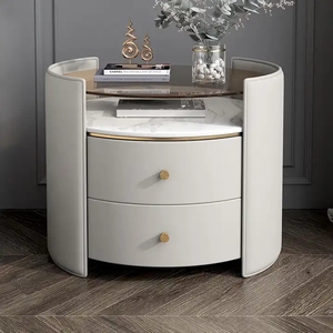 Hiện đại sang trọng khách sạn phòng ngủ thông khung gỗ trắng bên bảng rắn gỗ góc bảng PU da Đầu Giường Tròn Bàn Cạnh Giường ngủ - Product Image 1