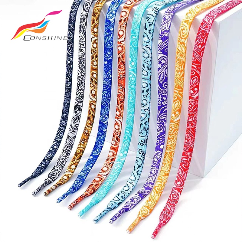 Flat Double Layer Shoelace 8mm Width Polyester Flower Shoe Strings Paisley Shoelaces for Shoe