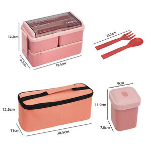 Two Layer Eco Friendly PP School Food Packaging Portable Lunch Box 1400ml With Spoon and Fork - Product Image 6