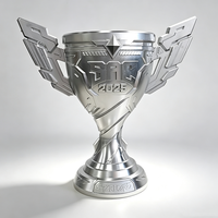 Trophée de luxe en alliage d'aluminium gravé en 3D par CNC, coupe de champion en métal avec logo personnalisé pour la cérémonie de remise des prix des ligues de jeux électroniques
