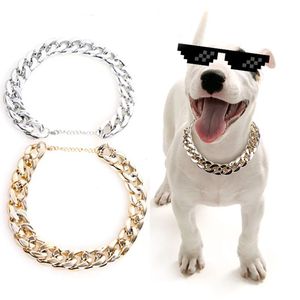 Cool <strong>Dog</strong> <strong>Collar</strong> Necklace for <strong>Pitbull</strong> Bulldog Gold Silver Plastic Necklace <strong>Dog</strong> Jewelry Fashion Pet Supplies - Product Image 1