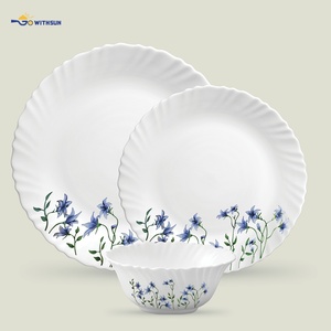 Set da Pranzo in Vetro Opale Bianco da 18 Pezzi con Decalcomania Floreale Personalizzata, Stoviglie in Vetro Opale <span class=keywords><strong>Arcopal</strong></span>, <span class=keywords><strong>Piatti</strong></span> e Ciotole da 10,5'' - Product Image 2
