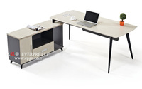 Tavolo da Ufficio e Scuola a Forma di L in Legno Nero, Design Moderno, Durevole e di Alta Qualità
