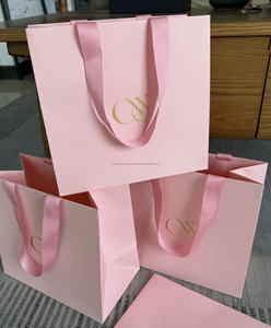 Custom Printed Gold Foil Fashion Black Paper Bags for Clothing <b>Shoes</b> Socks Packing Includes Ribbon & Logo <b>Display</b> - Product Image 4