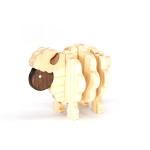 Sous-verre en bois isolant thermique en forme d'agneau, jouet éducatif créatif DIY, en papier et bois, pour la décoration intérieure de bâtiments modernes, fait main - Product Image 1