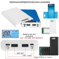 Boîtier de batterie haute capacité 8 cellules 18650, sans soudure, pour batterie externe DIY, avec écran LCD et interface d'entrée Micro USB