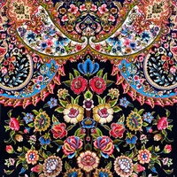 Tapestry Dinding Motif Vas Bunga Persia Vintage, Latar Belakang Hitam, Seni Tenun, Dekorasi Rumah 50*80cm