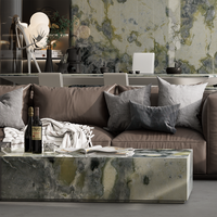KINGS-WING Vert Onyx Canapé Table Basse Pantagonia Jade Plinthe Centre Table Nature Verde Marbre Table Basse pour Salon