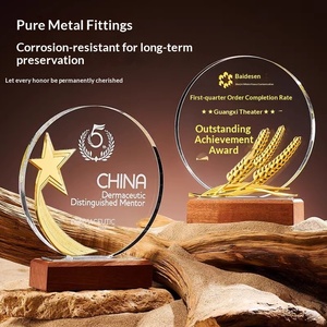 Trofeo in Cristallo di Alta Qualità, Targa Premio Personalizzabile, Regalo Souvenir in Cristallo con <span class=keywords><strong>Base</strong></span> in <span class=keywords><strong>Legno</strong></span> - Product Image 3
