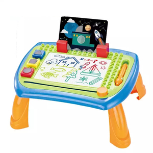 Table <span class=keywords><strong>de</strong></span> jeu multifonctionnelle 2 en 1 pour enfants : Tableau <span class=keywords><strong>de</strong></span> <span class=keywords><strong>dessin</strong></span> graffiti et blocs <span class=keywords><strong>de</strong></span> construction éducatifs pour activités créatives - Product Image 1