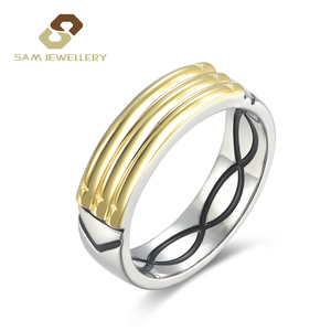 Atlantis Style Love Knot Anillo de dos tonos chapado en oro Plata de Ley 925 para hombres Compromiso Eternity Band Anillos - Product Image 1