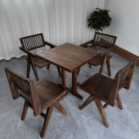 Table à manger carrée en bois d'orme massif, écologique, stable, style contemporain, structure à mortaise et tenon, mobilier de maison
