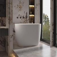 Baignoire autoportante moderne en pierre artificielle de petite taille, profonde, durable, écologique, capacité 60+ gallons, couleur personnalisable, garantie 3 ans