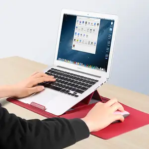 Kakudos Pu Lederen Laptop Hoes Hoes 13.3Inch Voor Macbook Mouw Laptop Tas Met Standaard