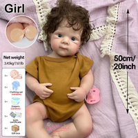 Poupée Reborn en Silicone Bettie de 20 Pouces avec Peau Réaliste Veinée, Yeux Ouverts, Cheveux Bouclés – Cadeau Idéal pour Enfants, Jeu, Art et Exposition