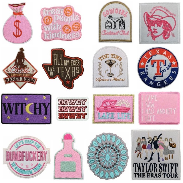 New Heat Press Embroidery American Style Western Cowboy Cowgirl Embroidered Iron on Patch for Clothing Trucker Hat Decoration