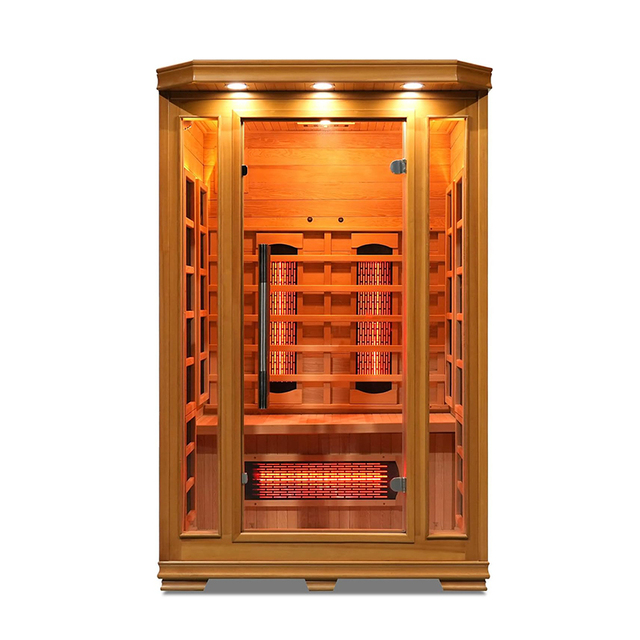 1-2 Person Hemlock Solid Wood Low EMF Infrared Saunas for Home, APP Control Indoor Personal Sauna Room with Bluetooth