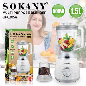 <span class=keywords><strong>Trituradora</strong></span> <span class=keywords><strong>Sokany</strong></span> de 500W, exprimidor lento de gran capacidad de 1,5 l, licuadora multifuncional, tazas dobles de acero inoxidable para fruta para coche RV - Product Image 3