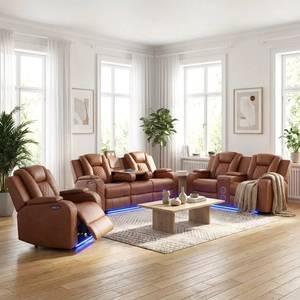 Fauteuil inclinable modulaire Frank Luxury Power en cuir écologique, réglable électriquement, avec fonction de charge sans fil, idéal pour la maison - Product Image 3