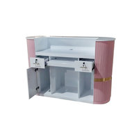 Bureau de réception en bois rose et blanc avec logo personnalisé pour bureau, salon de beauté, salon de coiffure, magasin de détail, hôtel, salle de sport, bar - Nouveau design de table d'accueil