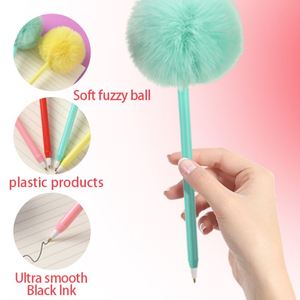 Stylo à bille personnalisé avec logo Kawaii, 0,7 mm, design en forme de cœur en peluche avec pompon, encre noire, stylo promotionnel - Product Image 3